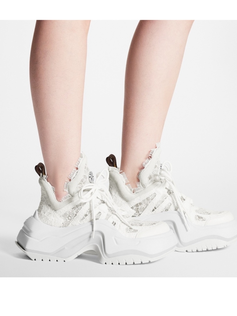 Authentic Louis Vuitton White Lace Archlight 2.0 Platform Sneakers - Women 39